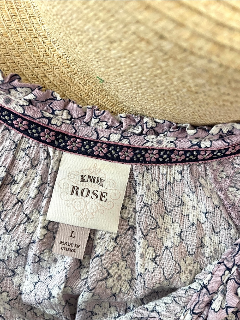 KNOX ROSE Boho Maxi Dress LARGE Bihemian Women’s Dress Sz L purple cotton - Picture 3 of 7